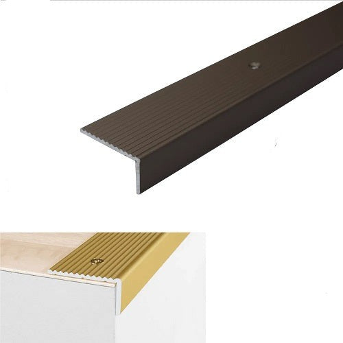 Light Gray Non Slip Aluminium Stair Edge 40mm x 20mm Nosing For Wooden Treads