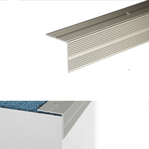 Light Gray Anti Slip Aluminium Stair Nosing 2.7m For Carpet Stairs