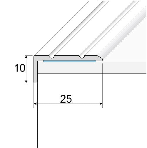 White Smoke Aluminium Self Adhesive Stair Nosing Edge Trim 25mm x 10mm